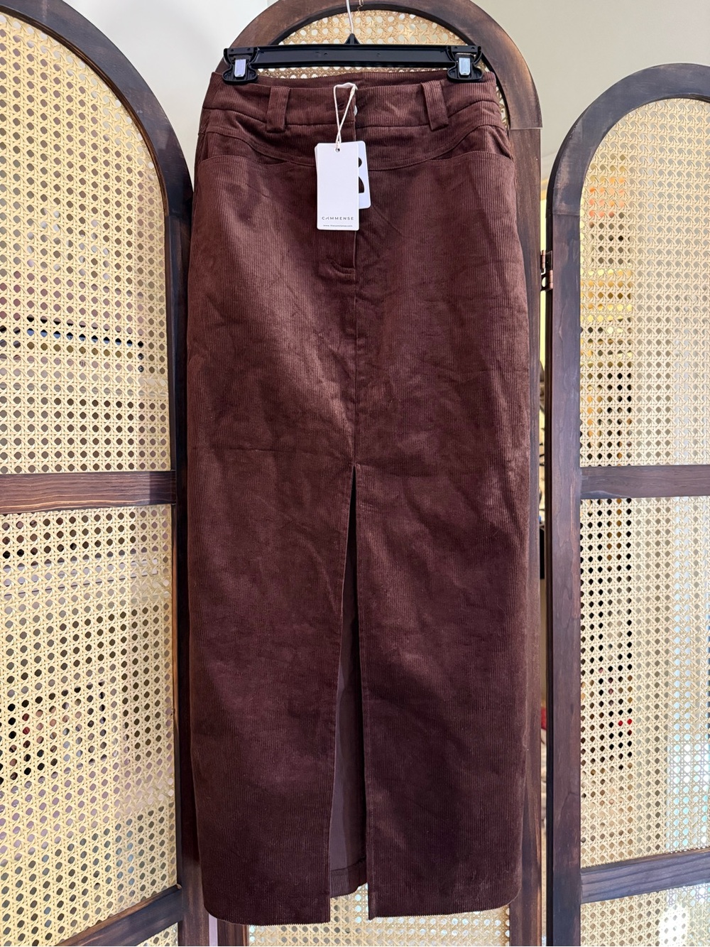 COMMENSE Classic Brown Corduroy Men's Skirted Pants